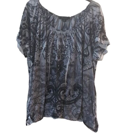 BLEU Black and White Design Blouse Size 3X - Picture 9 of 9